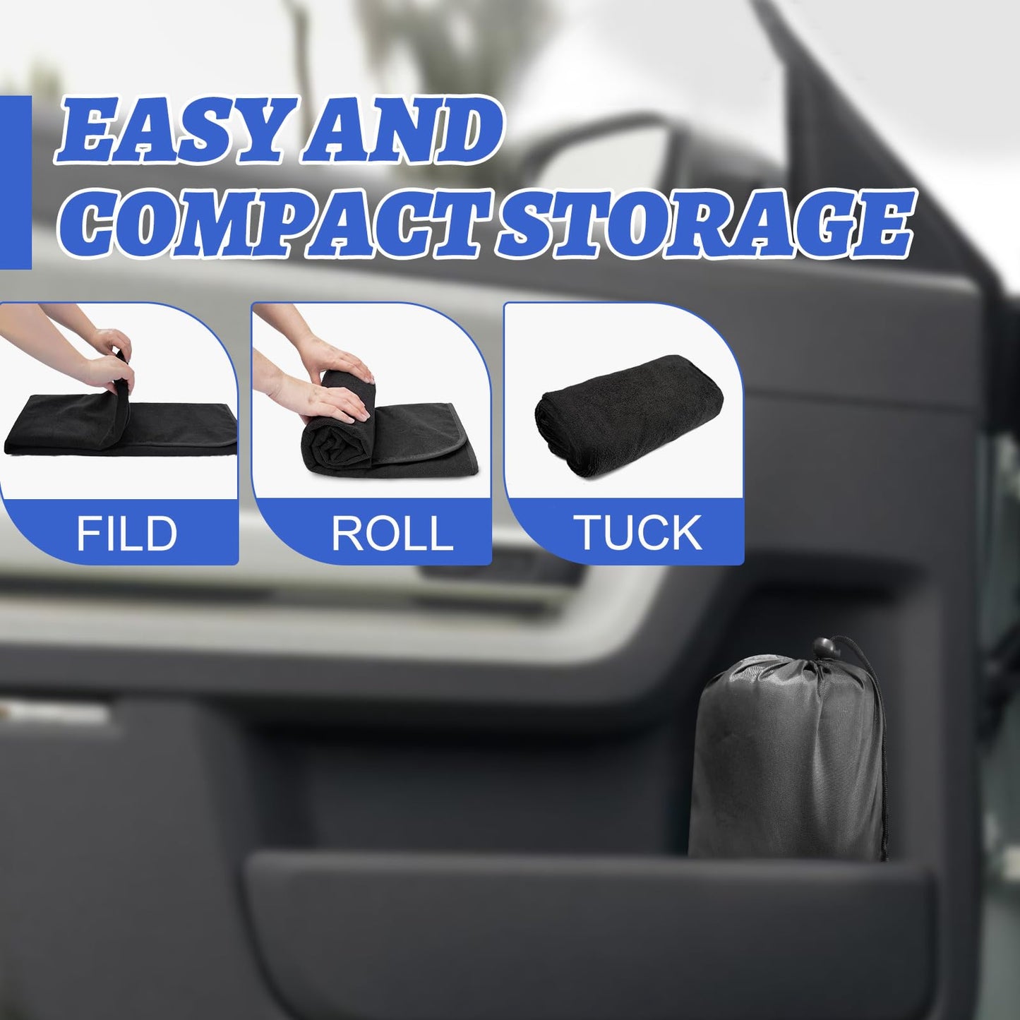 Car Front Seat Cover: Waterproof & sweatproof, fits all cars/SUVs/trucks. Ideal for gym, sports & beach. 3-layer non-slip, easy machine wash. Shields seats from stains & wetness. (Black, 1Pcs)