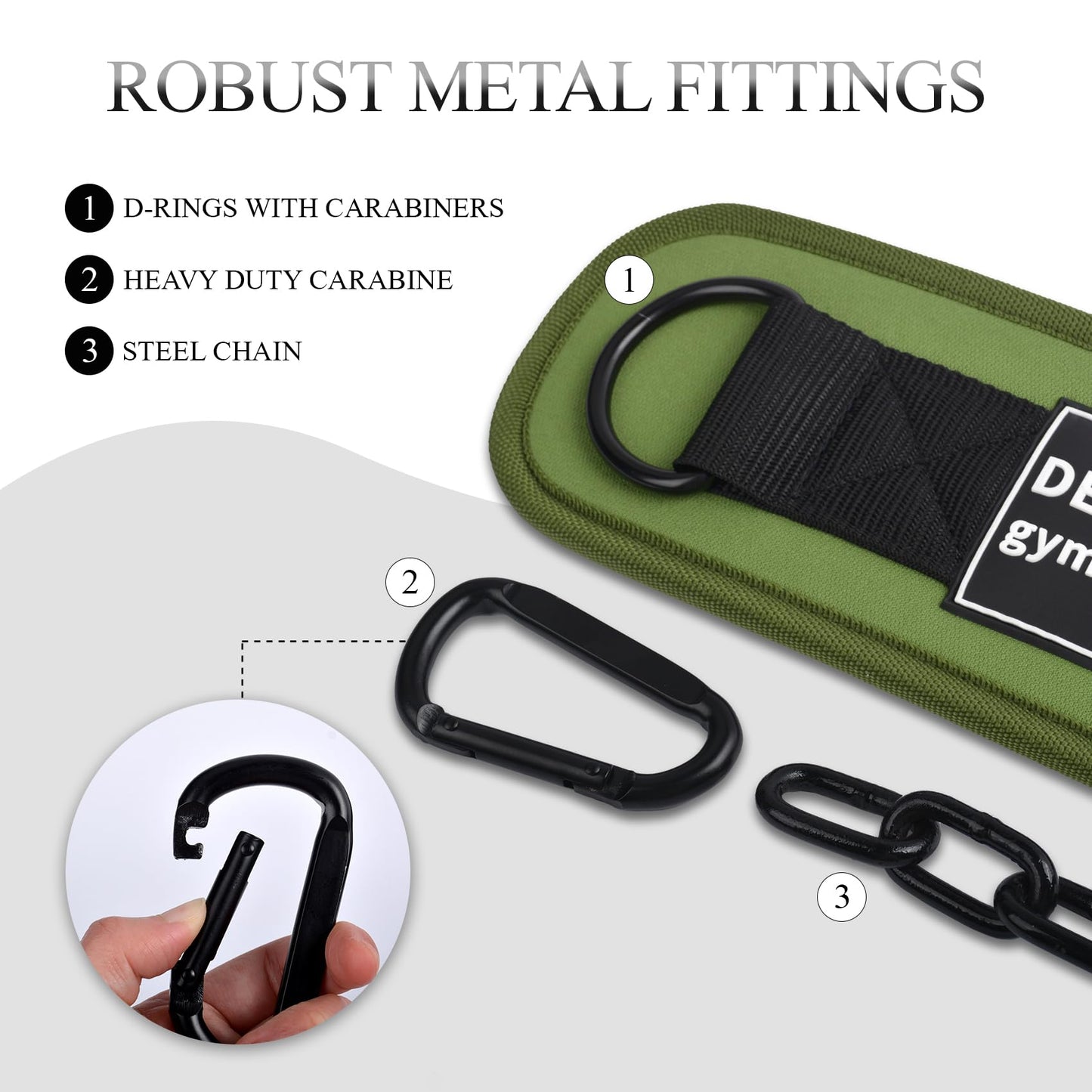 Weightlifting Belt with 41 IN Steel Chain Dip Belt for GYM Workout, Pull Ups, Crossfit, Weight Lifting, Squat, Training, Fitness (Military Green)