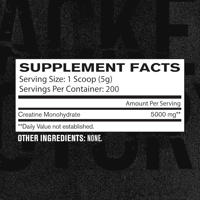 Jacked Factory Creatine Monohydrate Powder 1000g - 5g Daily Creatine Supplement for Men and Women, Vegan-Friendly, Third-Party Tested - 200 Servings, Unflavored