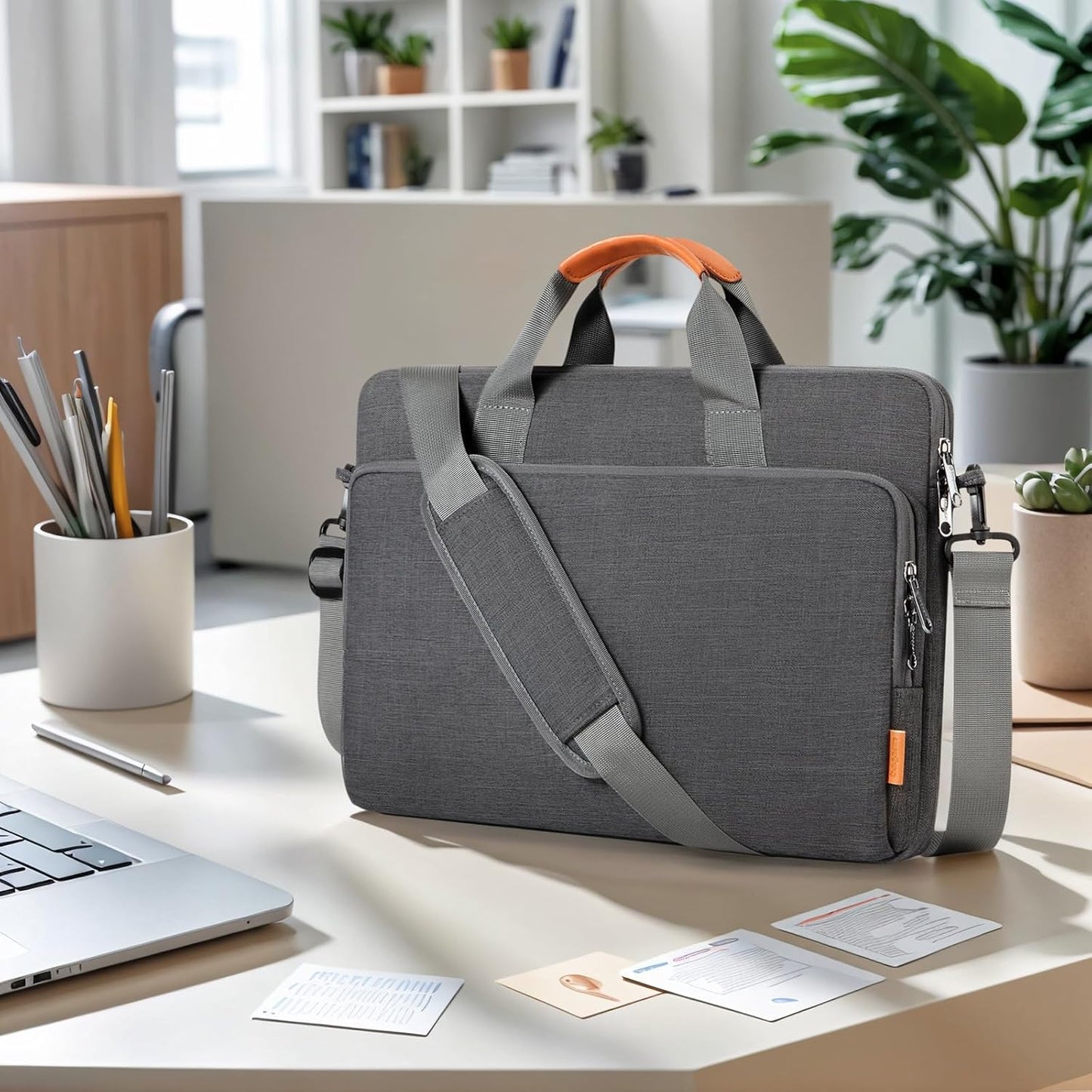 bagasin 17 17.3 18 inch Laptop Computer PC Shoulder Bag Carrying Case, Water-Repellent Fabric Briefcase, Lightweight