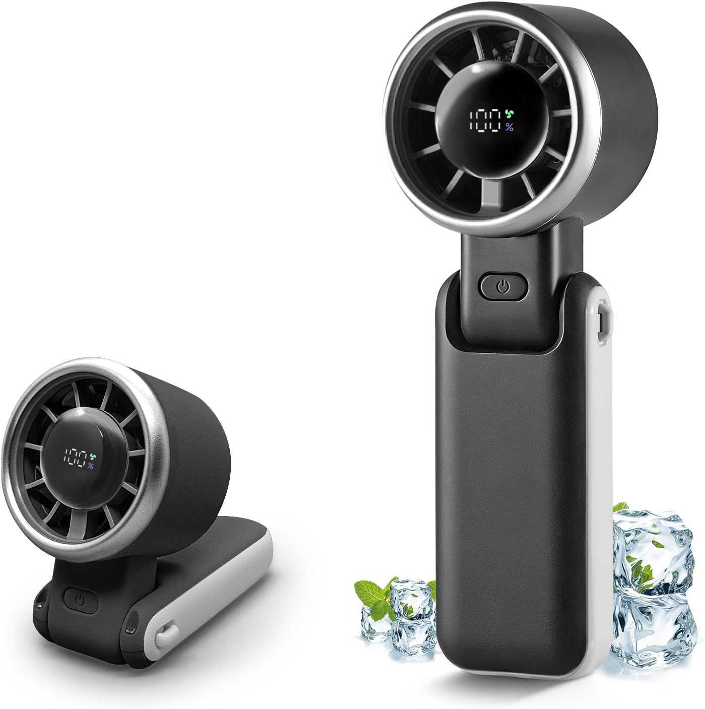 Skiennix Portable Handheld Turbo Fan - 180° Folding Design, 5 Adjustable Speeds, USB Rechargeable | Ideal for Travel & Summer (Black)