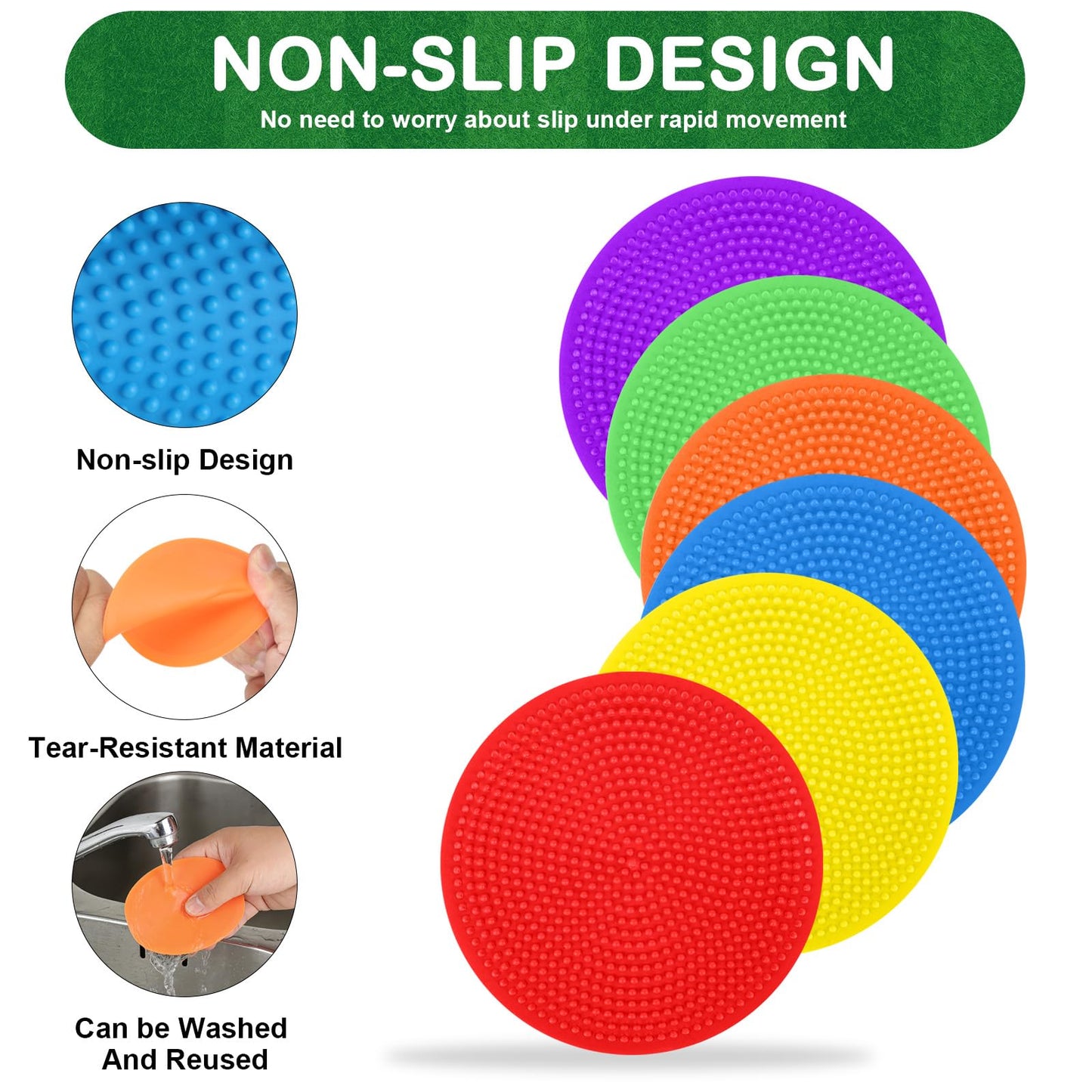 ZIECE Poly Spot Markers 4inch Poly Spots for Gym Floor, 24 Pcs Flat Cones Non-Slip Rubber Floor Dots Agility Markers for Soccer Basketball Sports Speed Training, Dance, Classroom Activities