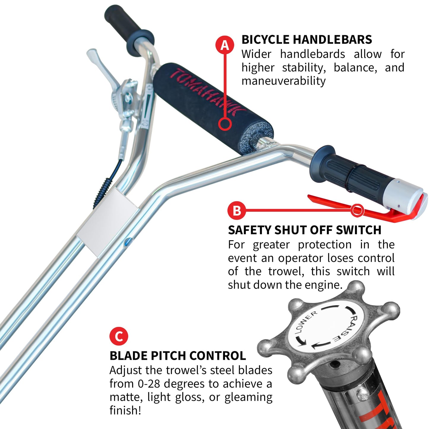 TOMAHAWK 24" Power Trowel Edger Walk Behind Gas Power 5.5 HP Honda Engine with Blades 24" Float Pan for Concrete Finishing Cement Floor Surface (24" Trowel)
