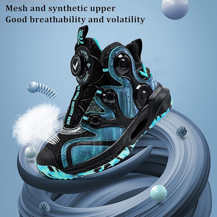 VITUOFLY Kids Basketball Shoes Boys Air Cushion Sneakers Girls Mid Top School Hoops Shoes Non-Slip Outdoor Sports Running Gym Comfortable Durable Little Kid/Big Kid