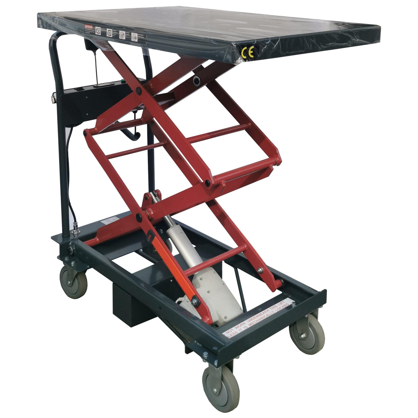 Pake Linear Actuated Elevating Cart, 400lb. Cap., 35" X 24", Lifting Height 16"-50.4"