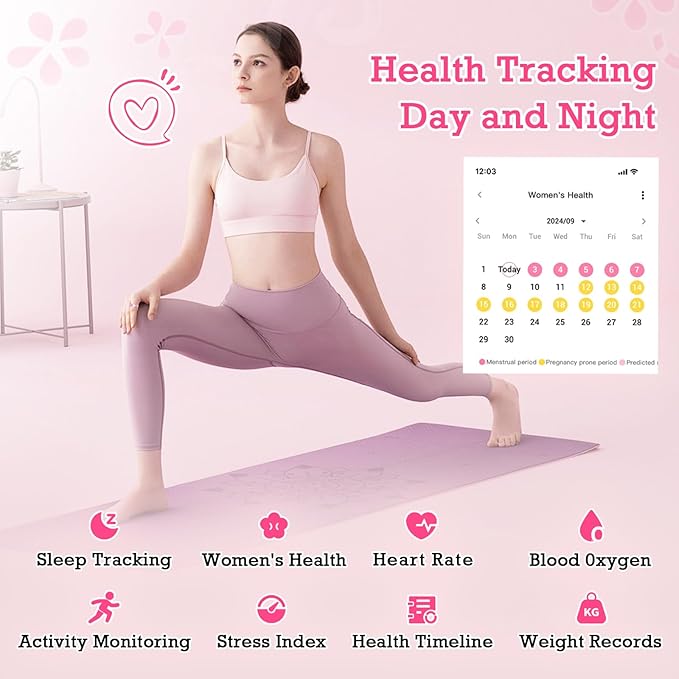 Smart Ring Health Tracker, Sleep Tracker Ring with Heart Rate, Waterproof Fitness Ring for Activity Monitoring/Steps/Distance/Calories,Air Gestures,Up to 7-Day Battery,for iOS Android (Light Pink,#10)