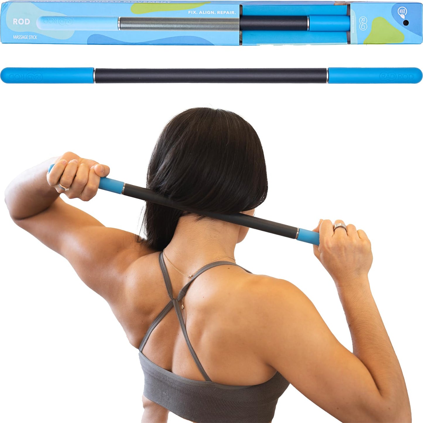 RAD Rod – Deep Tissue Massage Roller Stick – Myofascial Release Tool for Legs, Back, Neck, Arms & Shoulders – Muscle Roller for Mobility & Recovery