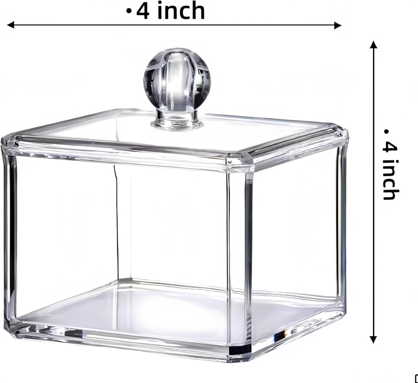Skiennix Stackable Square Acrylic Cotton Ball Holder - Stylish Q-Tip Dispenser for Bathroom | Single Pack