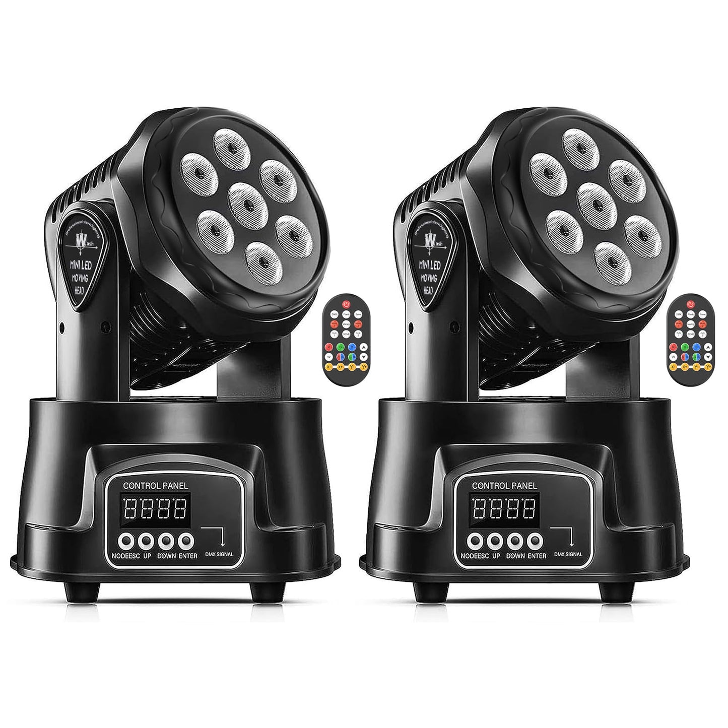 U`King Moving Head Light RGBW Stage Lighting DJ Lights 7 x 10W LED Beam Spotlight 9/14 CH Wash Light with DMX and Sound Activated for Party Church Wedding Bar Christmas Halloween Disco (2 Pack)