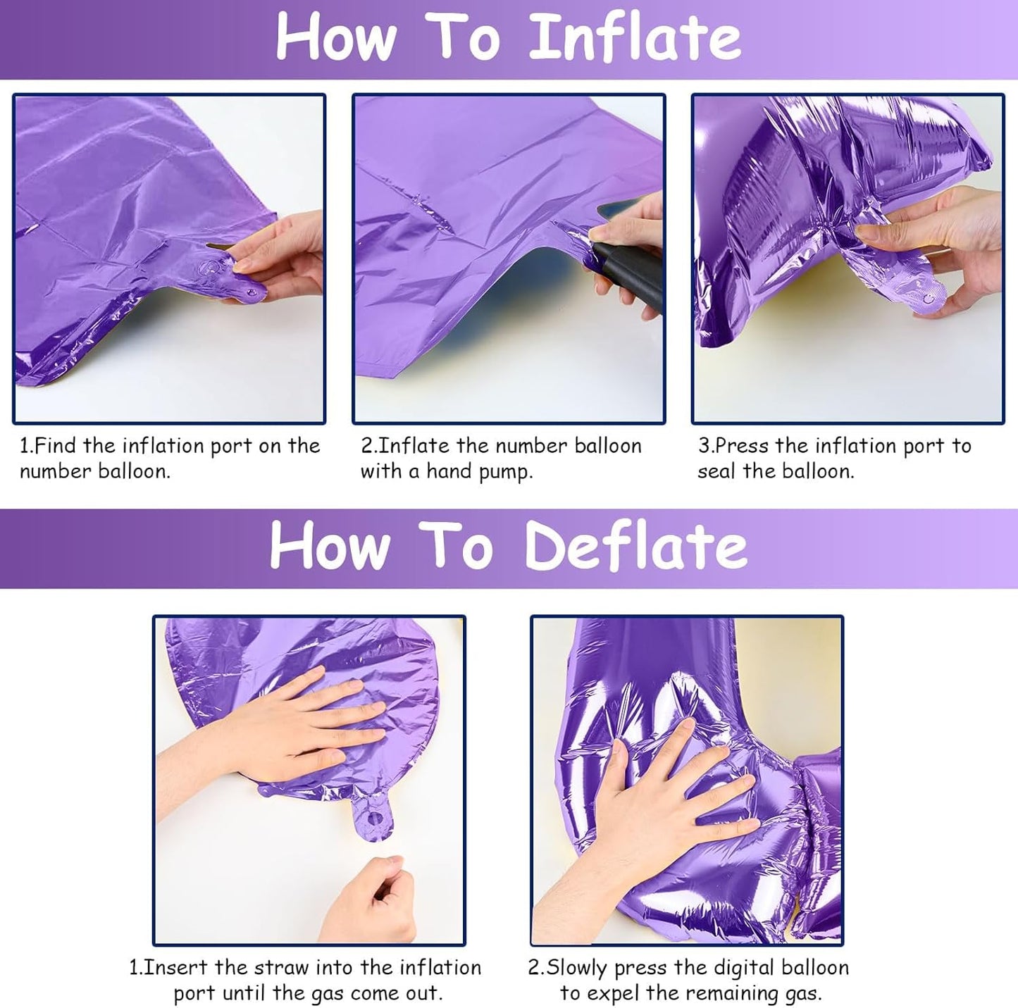 Purple Number 40 Birthday Balloons - 40 Inch Large Mylar Foil 4 & 0 for Women’s 40th Party Decor