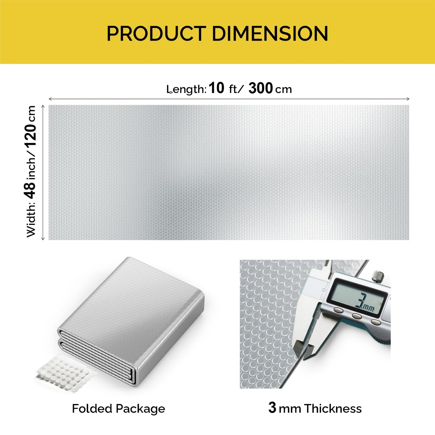 fowong Reflective Bubble Insulation Sheet, Double Side Window Insulation for Summer Heat, 48" x 10 Ft Aluminum Foil Bubble Shield, Sun Reflector for Window, RV, Garage Door, Roof