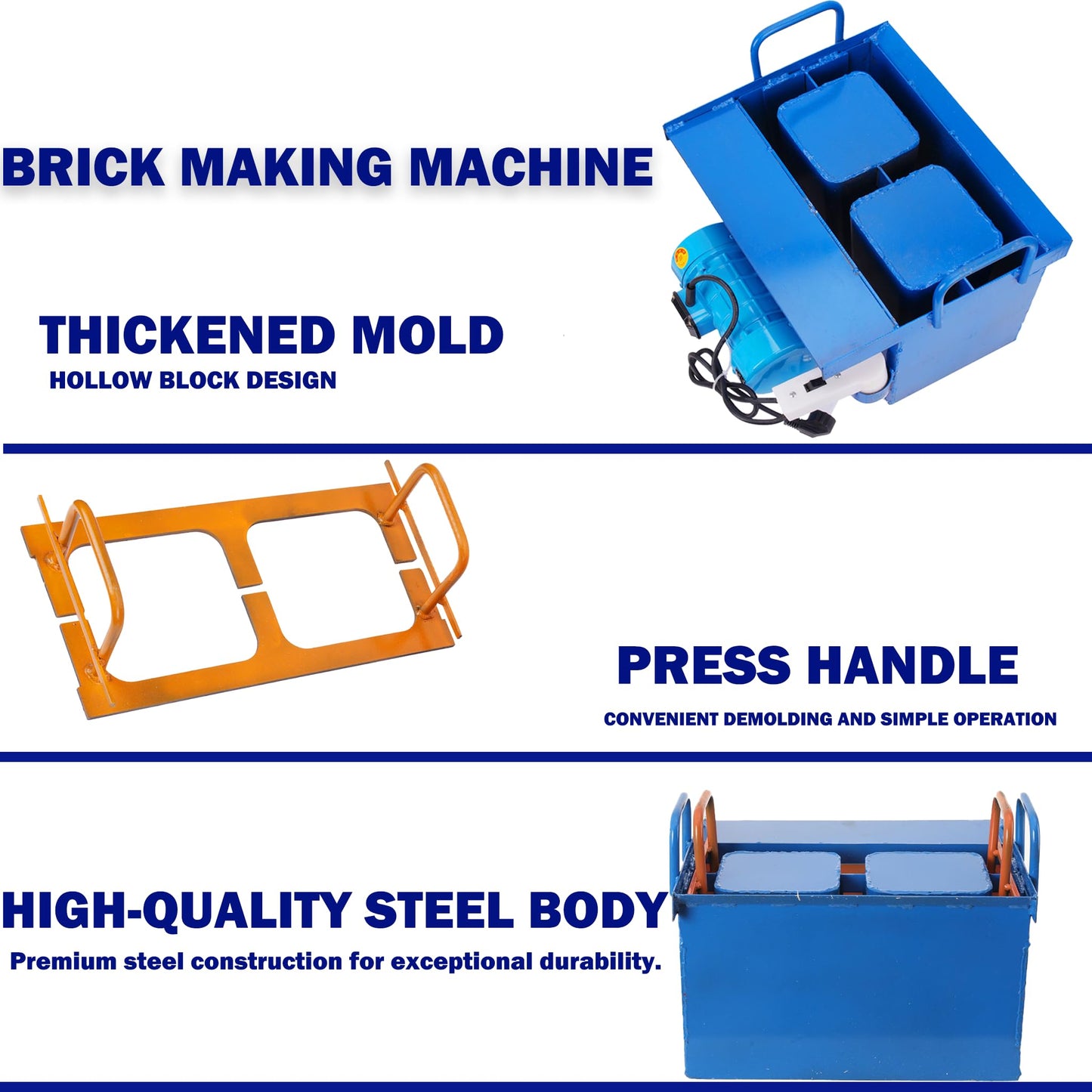 Brick Making Machine,110V Manual Hollow Soil Block Brick Forming Machine H1 Brick Molds for Concrete