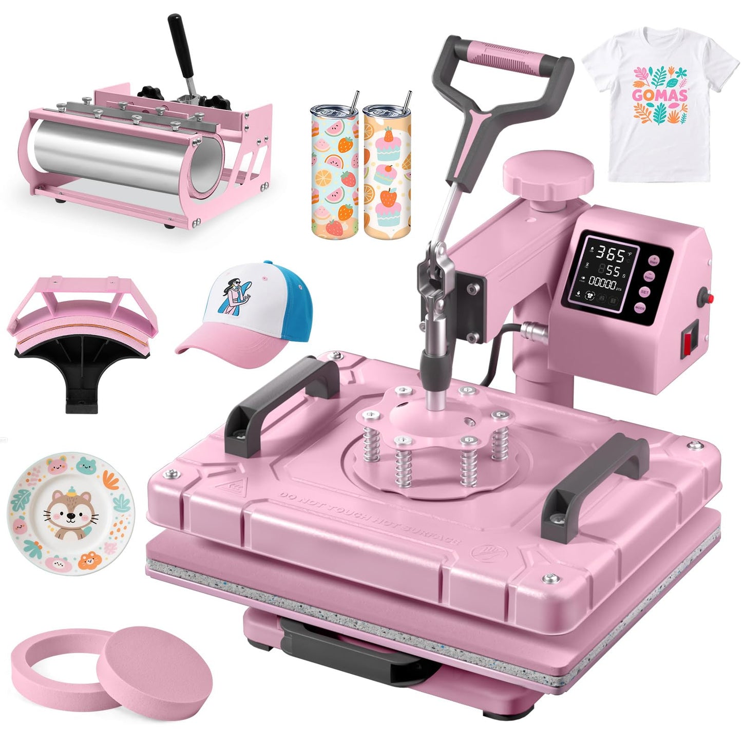 Slendor 5-in-1 Heat Press Machine, 12x15 Inch Sublimation Heat Press with 360° Swing Away, Digital T-Shirt Press with 20oz & 30oz Tumbler Press, Combo for T-Shirts, Hats, Caps & Plates