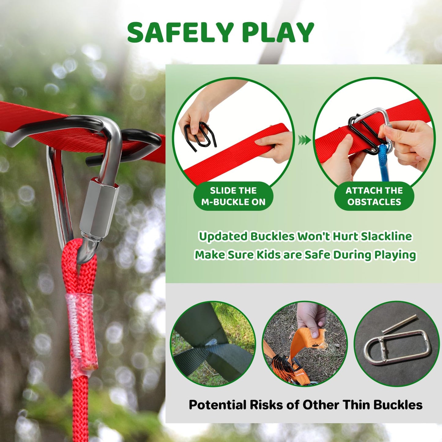 Dripex 65FT Ninja Warrior Obstacle Course for Kids - Double Longest Slacklines with 10 Most Complete Accessories for Kids, Swing, Trapeze Swing, Rope Ladder, Obstacle Net Plus 1.2M Arm Trainer