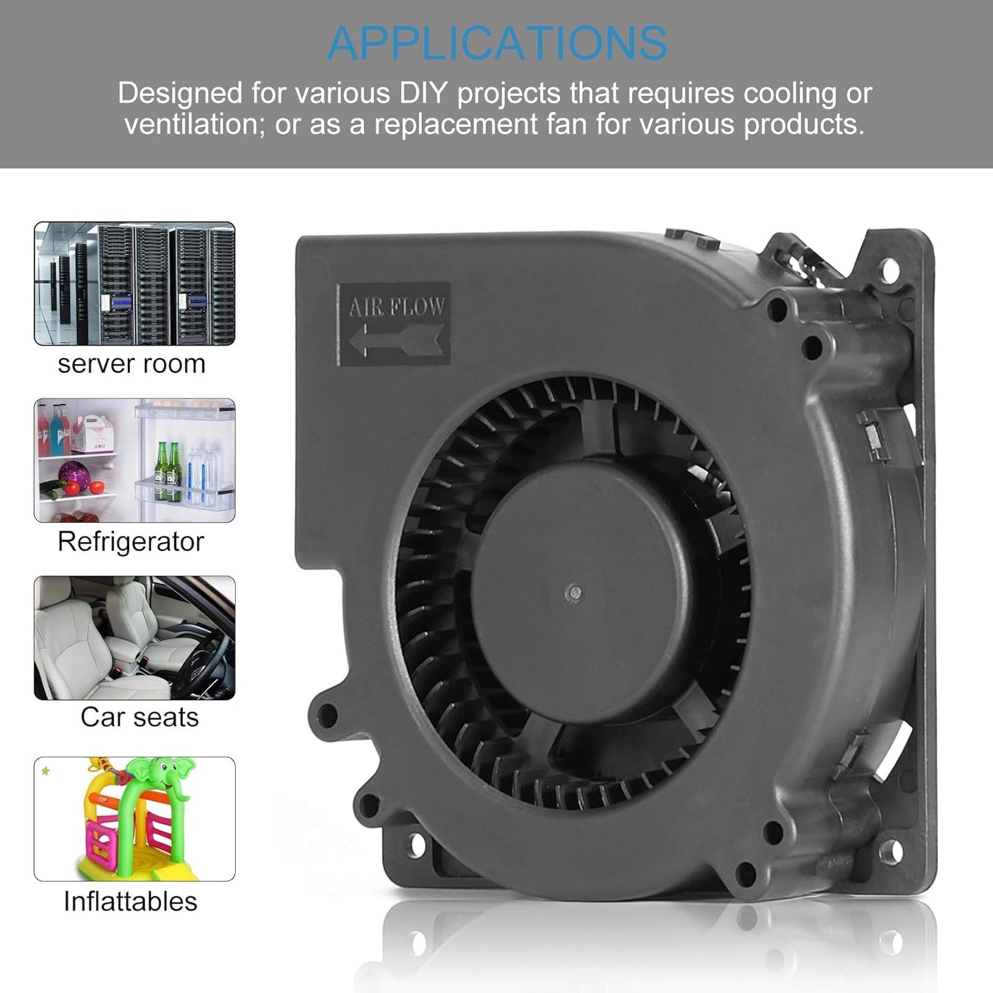 120mm 12V 110V 115V 12V 2A DC Blower Cooling Fan, AC to DC Power Cord with Speed Controller,for Router Receiver DVR