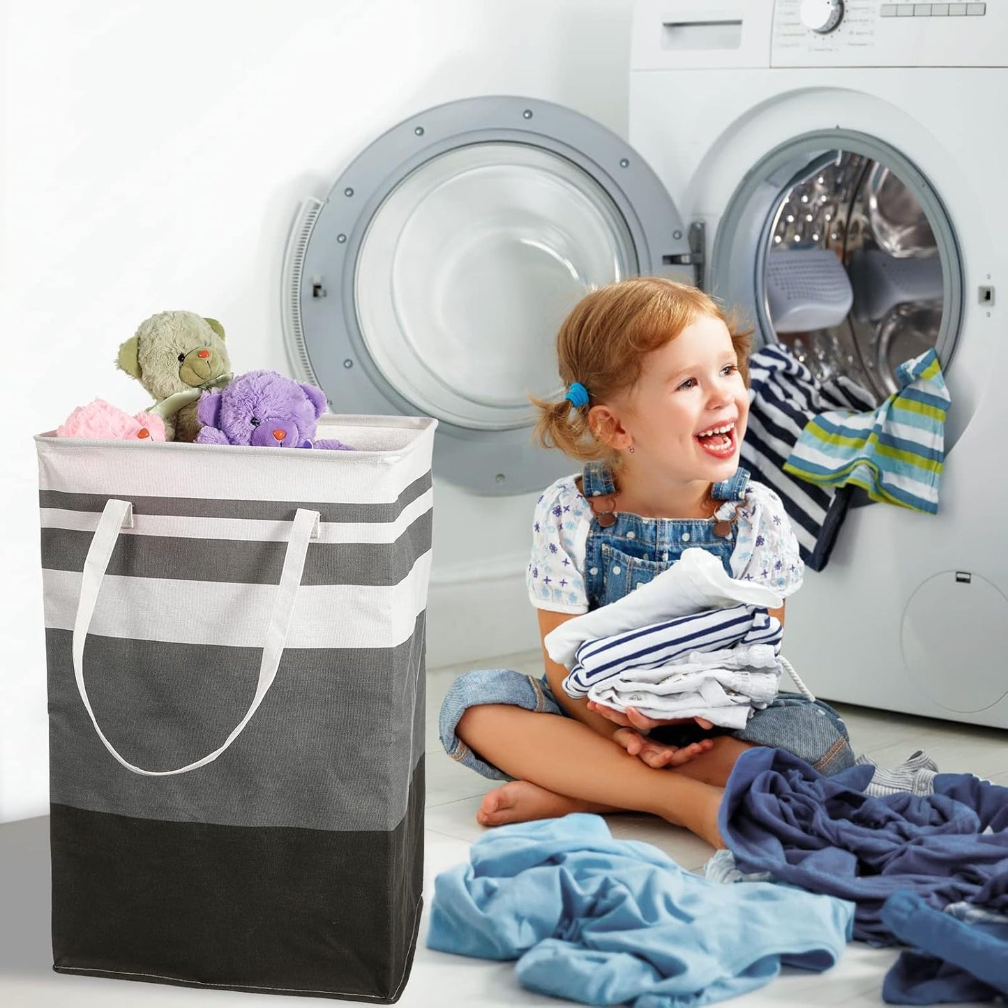 Skiennix 75L Large Laundry Basket - Waterproof & Collapsible Hamper with Extended Handles | Ideal for Bedroom, Bathroom & Dorm
