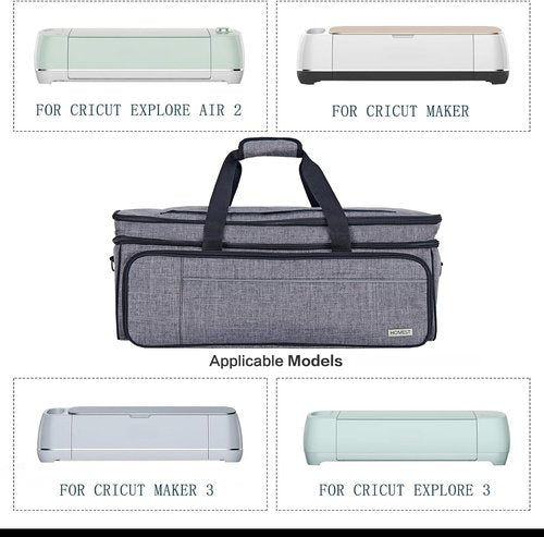HOMEST Double Layer Carrying Case - Mat Pocket for Cricut Maker 4 & Explore 4 | Multi Front Pockets, Grey