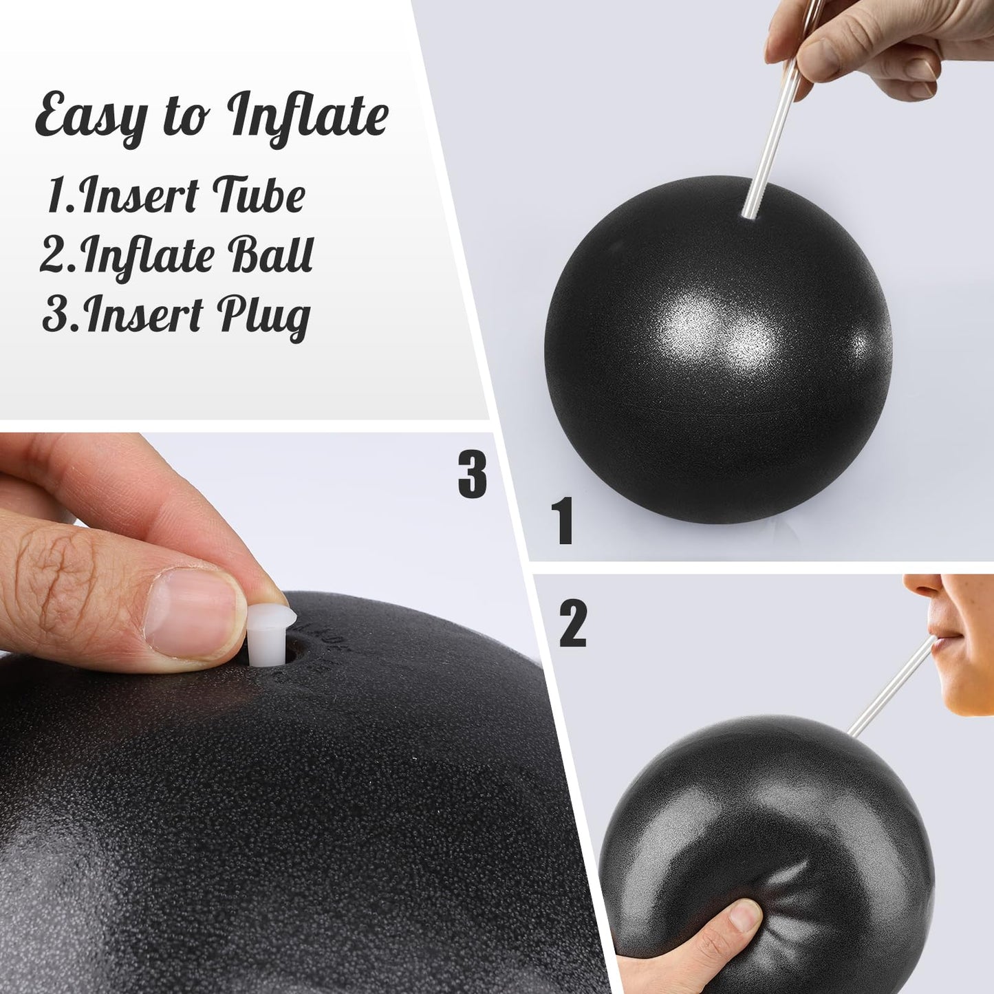 Pimoys Pilates Ball 9 Inch Small Exercise Ball Mini Yoga Ball Workout Ball for Stability, Barre, Fitness, Bender, Core Training, Improves Balance (Black)