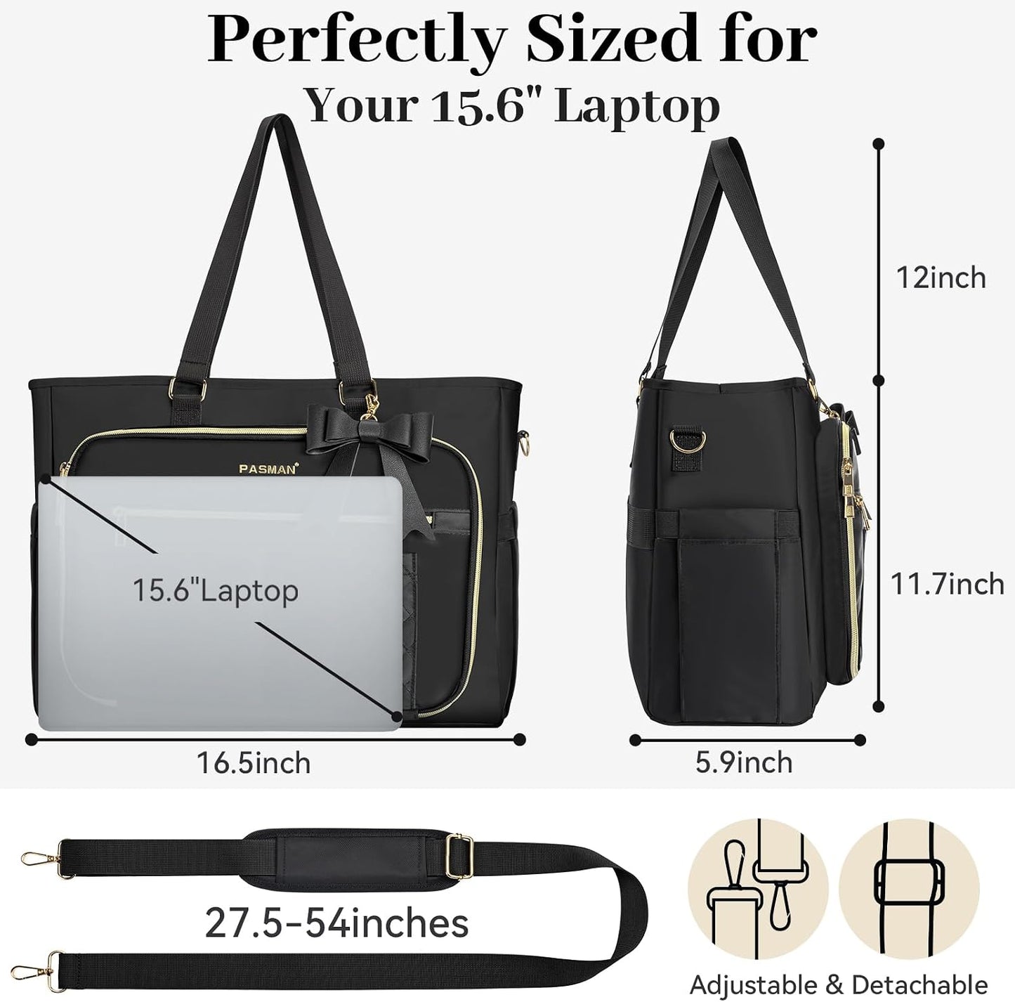 Teacher Tote Bag for Women,Multi-Pocket Laptop & Nurse Work Bag with Cup Holder,Structured Business Briefcase Computer