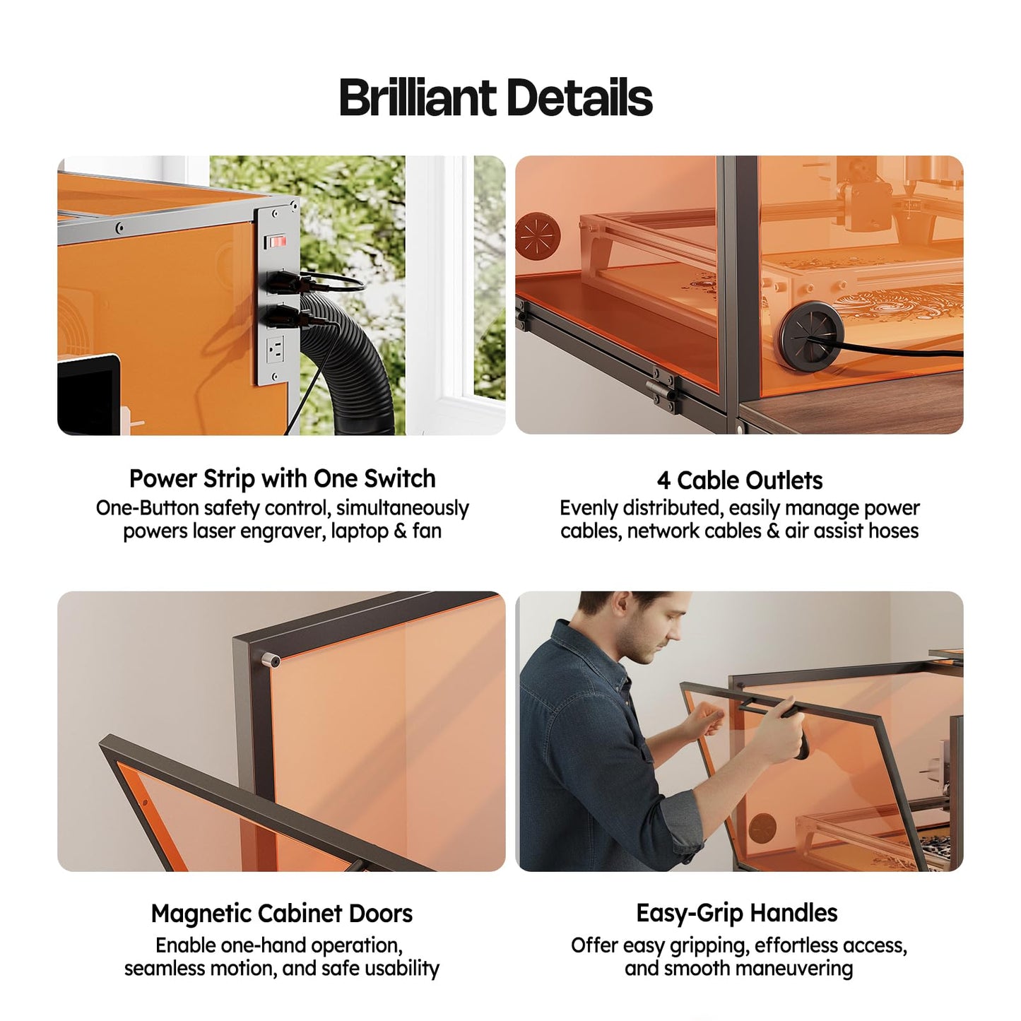 Crafit Laser Engraver Enclosure Cabinet with Exhaust, Laser Engraving Table with Ventilation Fan, Heavy Duty Laser Cutter Protective Cover Tent with Eye Protection, Insulates against Noise Fumes Odors