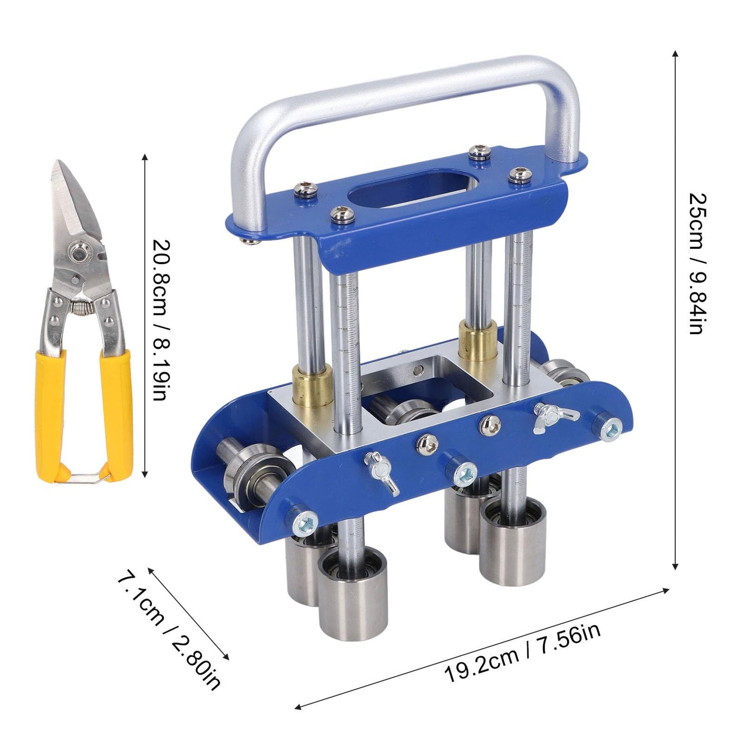 Manual Roll Bender, 3 Station Roller for Sheet Metal, Bending Machine with 0-90 Degree Angle, for Roofing Materials, Rain Diverters and Gutters