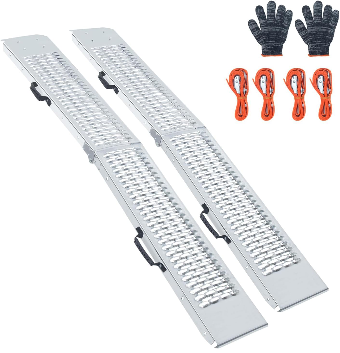 Arejonner 81.88 inches Long and 10.55 inches Wide Heavy Duty Folding Loading Ramp, 1500lb Capacity, Motorcycle; Lawn Mower; Snow Plough; Bikes; ATV; UTV; Golf Carts,Circular Hole, Pack of 2