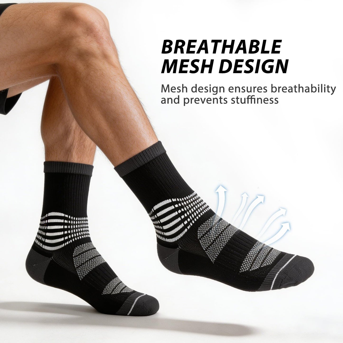IRAMY Crew Compression Socks for Women Men with Ankle Arch Support Plantar Fasciitis Relief 6 Pairs