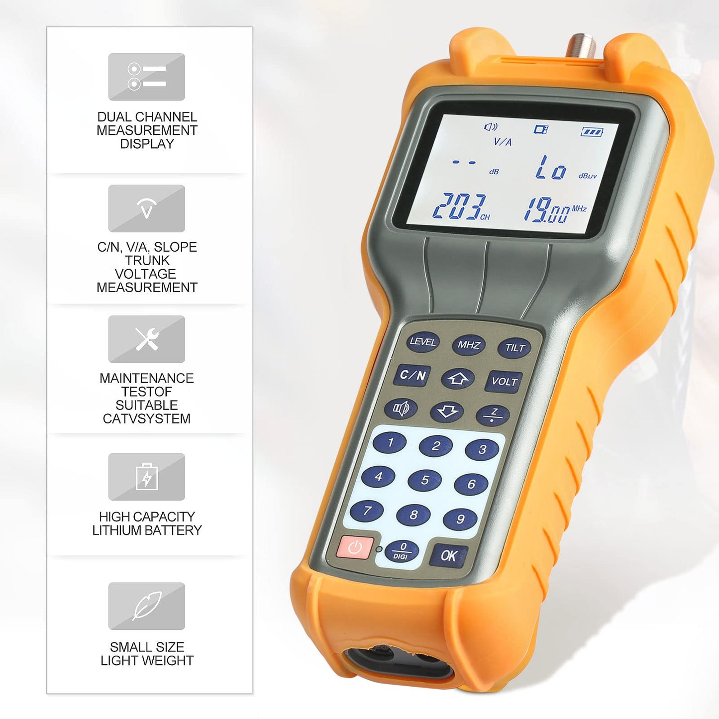 AUGOCOM® CATV Cable Tester, Coax Cable Tracer Coaxial Wire Continuity Checker, TV Handle Signal Level Meter DB Tester 47-870 MHz