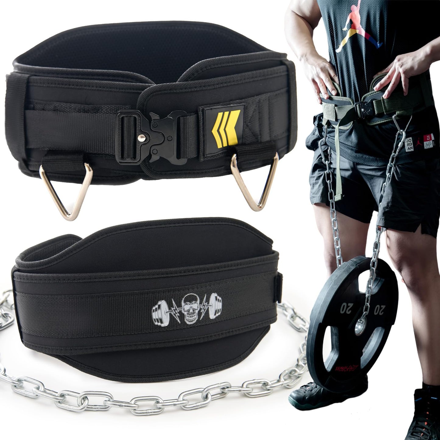 Quick Locking Weighted Dip Belt for Weight Lifting,Weighted Pull up Belt Black