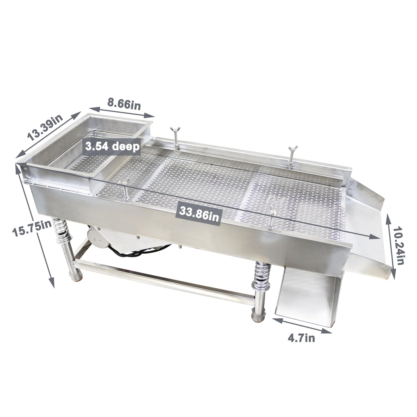 TECHTONGDA Straight Vibrating Sieve Screen Shaker Electric Linear Sifter Machine Stainless Steel One Layer One Motor 11.8 * 29.5inch Screen Size with 3 * 20mm Long Strip Hole Mesh 110V