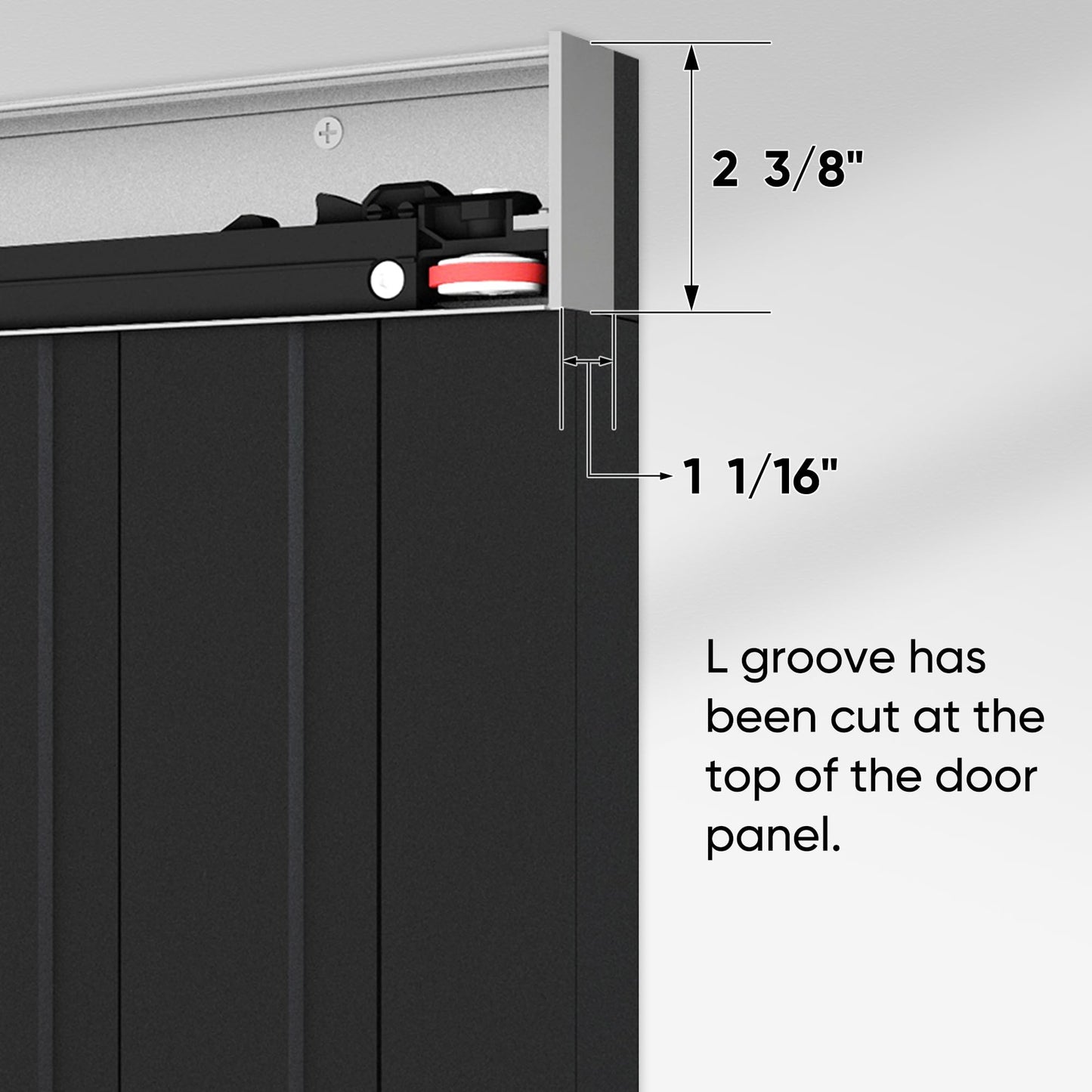 JUBEST 32"x86" Concealed Sliding Barn Door with Soft Close Hardware Kit, Black Hidden Door for Opening 24"-28"x84", Waterproof and Modern, Smooth Sliding, for Interior Using, Widely Used