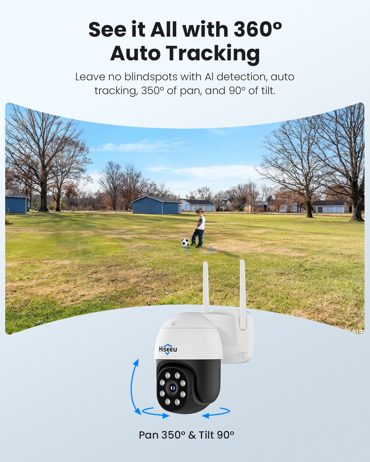 Hiseeu 4K Security Cameras Wireless Outdoor, 8MP 4-Cam Kit, 5G & 2.4G WiFi Cameras System for Home Security, Auto Tracking, Pan Tilt, Color Night Vision, Two-Way Audio, 16CH NVR, 1TB, No Subscription