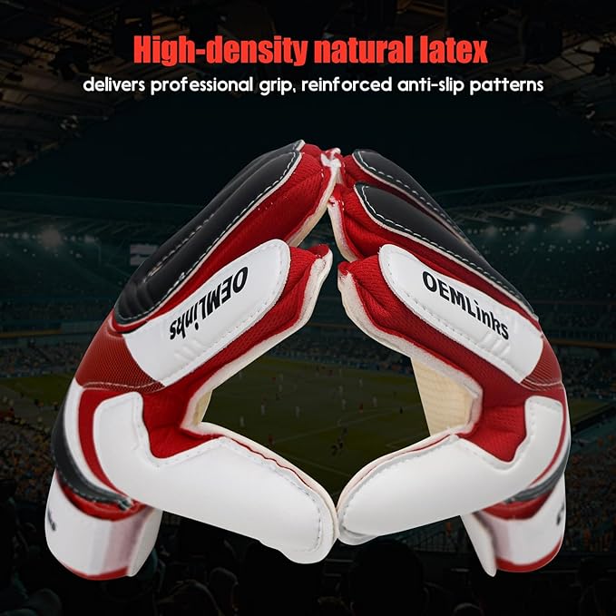 Youth&Adult Goalie Goalkeeper Gloves with Finger Protection Breathable Soccer Gloves with Strong Grips，6 Colors，Sizes 7-10