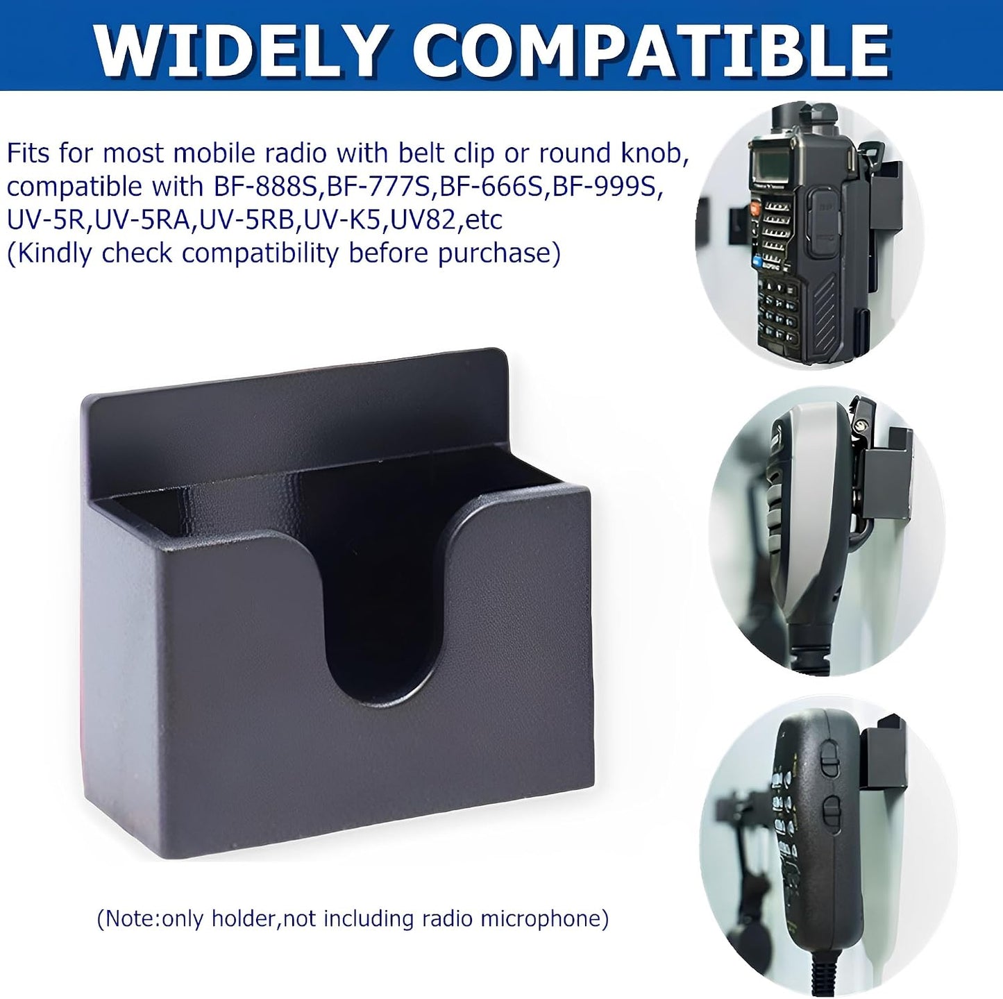 YurMemo 2Pcs BF-888S,BF-777S,BF-666S,BF-999S,UV-5R,UV-5RA,UV-5RB,UV82 Universal Radio Microphone Holder, Car Ham Radio