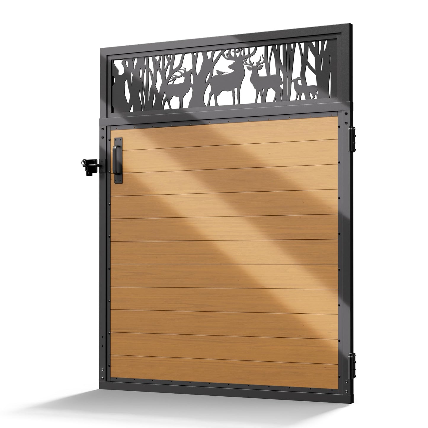 Uphode 4x5FT(46.8" x 59") 201 Stainless Steel Fence Gate Kit Heavy Duty, Anti Sag Metal Fence Gate Frame Kit with Aluminum Board, Morden Garden Gate Hardware Kit Outdoor (Left/Right Free-Installation)