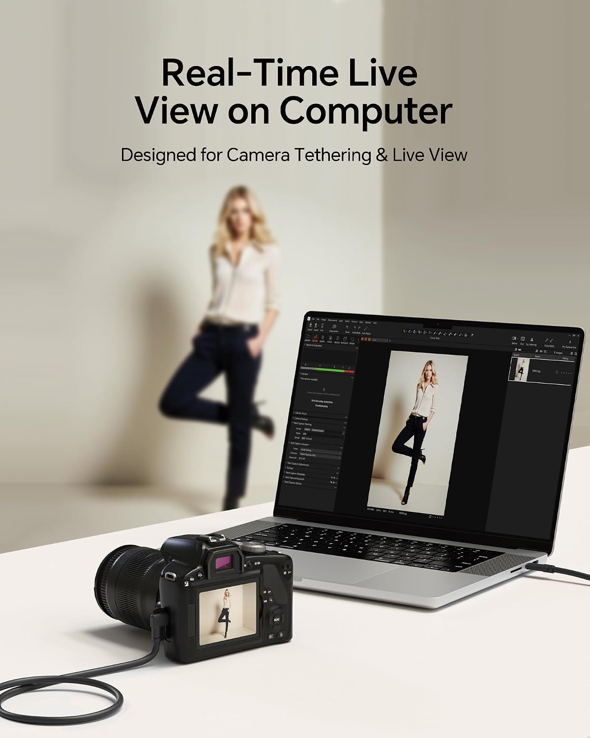 16ft-USB 3.2 Gen2 10Gbps C Camera Transfer Cable, USB Data Transfer & Live View Cord,Thickened Copper Core,Ideal