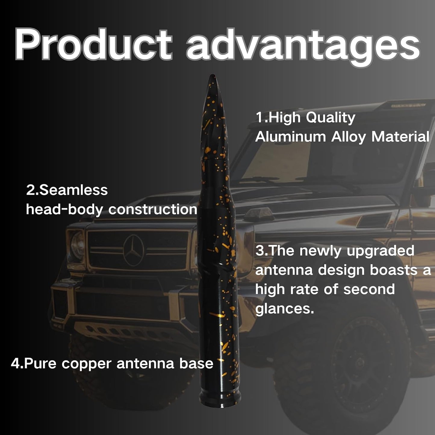 Medduw 5.5inch Colorful Colors Black Bullet Antenna Replacement for Various car Models,Dodge, Chevrolet, Raptor Truck