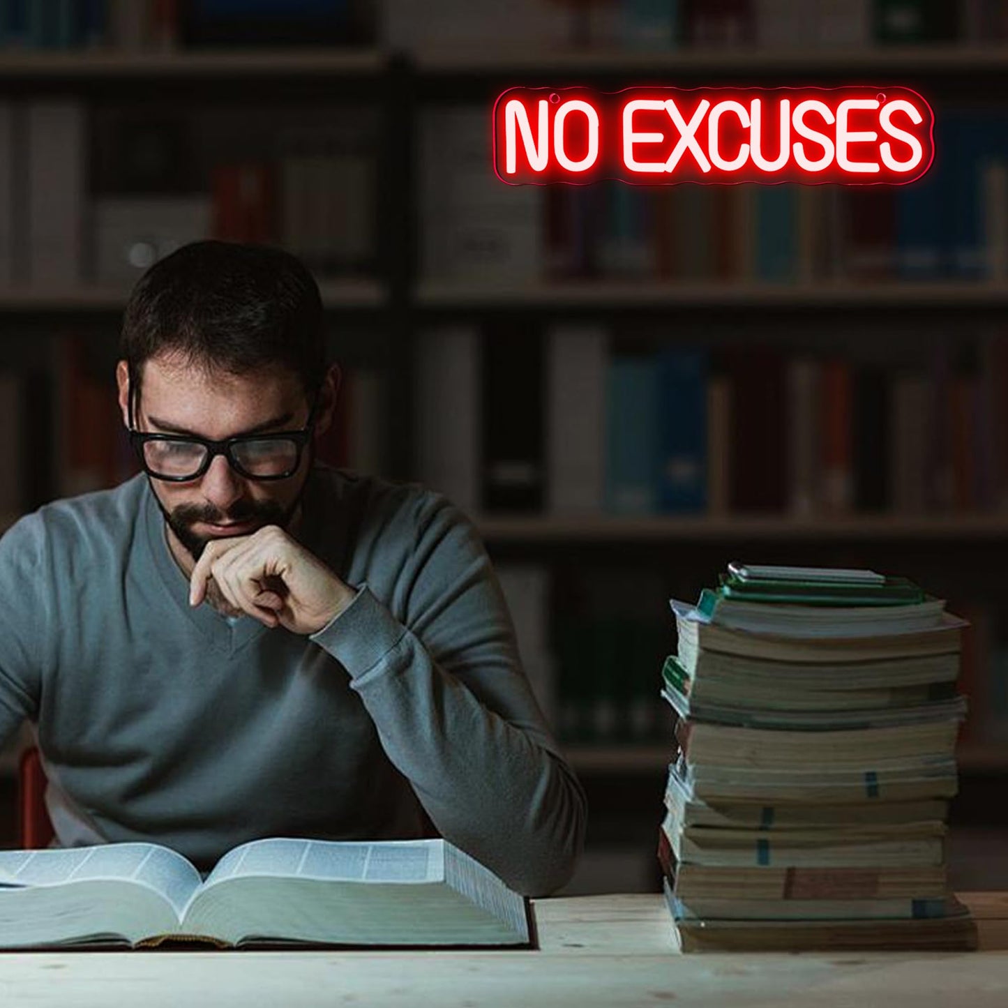 No Excuses Gym Neon Sign, GYM Motivational Neon Workout Neon Sign Fitness Studio Training Room Decor GYM Wall Art Decor Light Sign Gym Enthusiasts Gymnastic Sign(14.1 * 3.1in)