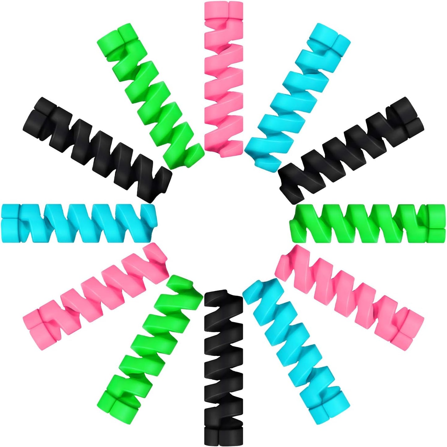Jetec 24 Pcs Charger Cable Protector,Silicone Flexible Cable Saver,Spiral USB Mouse Wire Protector for Headphone Laptop