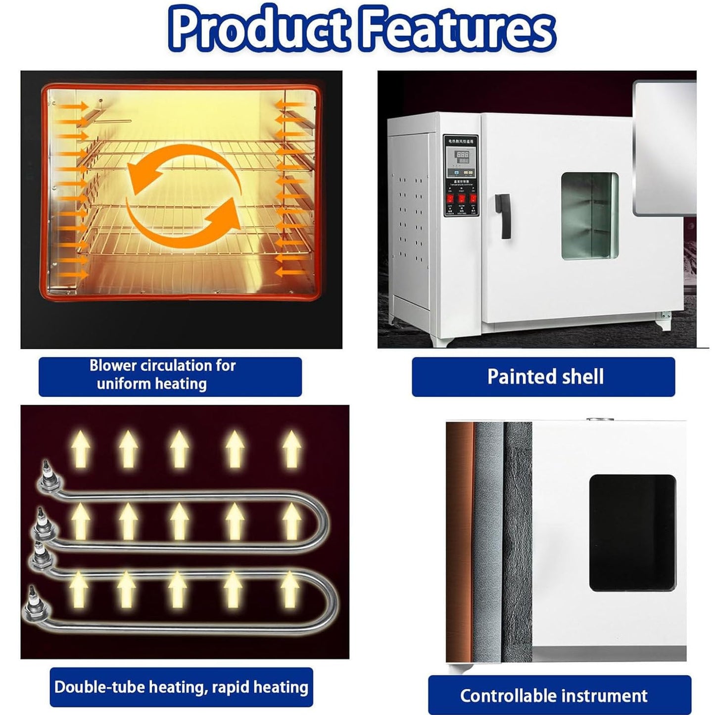 Lab Forced Air Convection Drying Oven 16L Constant Temperature Blast Drying Oven Digital Lab Thermostatic Electric Incubator Box with Temperature Control & Timer,110V