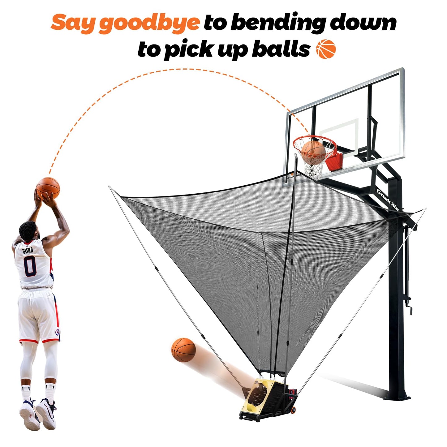 Efficraft Automatic Basketball Shooting Machine, Dual - Power Rechargeable/Plug - in Shooting Trainer, 2-in-1 Electric Basketball Rebounder Machine
