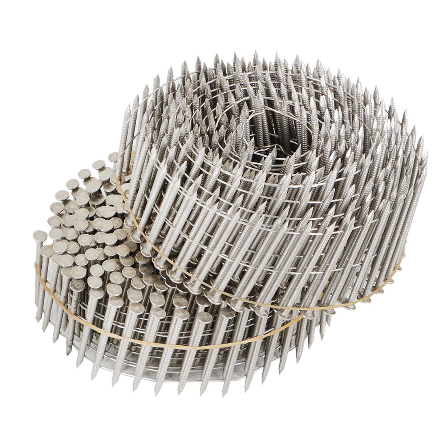 findmall 3600 Count 2-Inch x .090-Inch Ring Shank 304 Stainless Steel Siding Nails 15-Degree Collated Wire Coil for Wood Siding or Fencing Applications