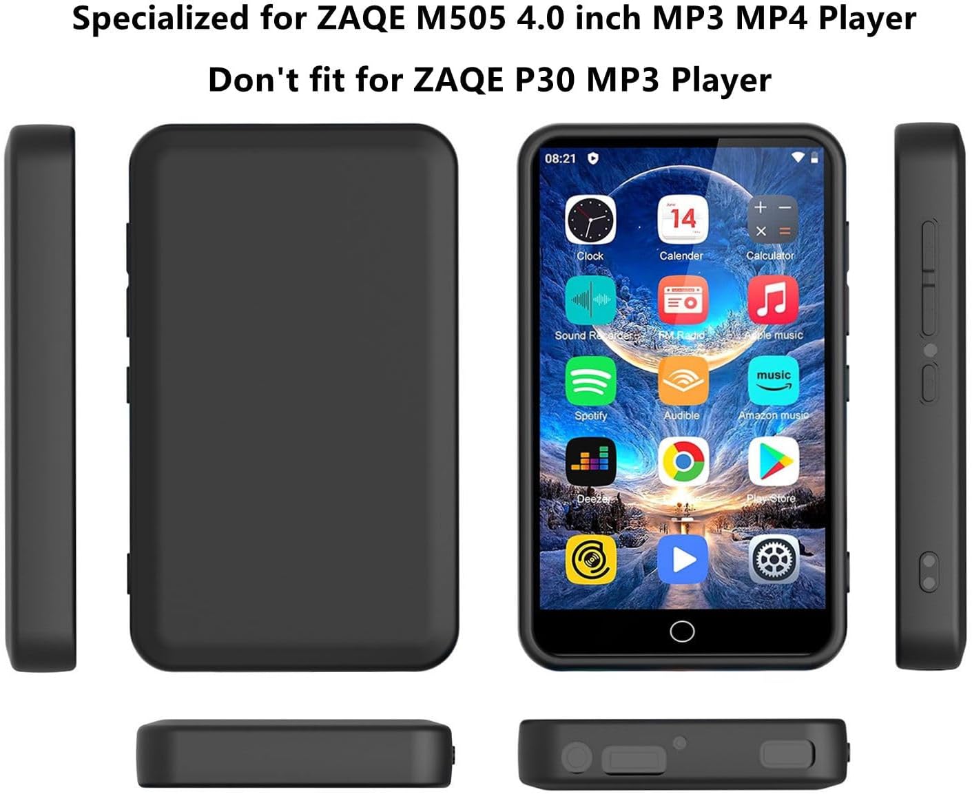 Fotosuncy MP3 M505 4.0 inch, Player Case for ZAQE Slim Fit Soft TPU Matte Cover with Cleaning Cloth Black