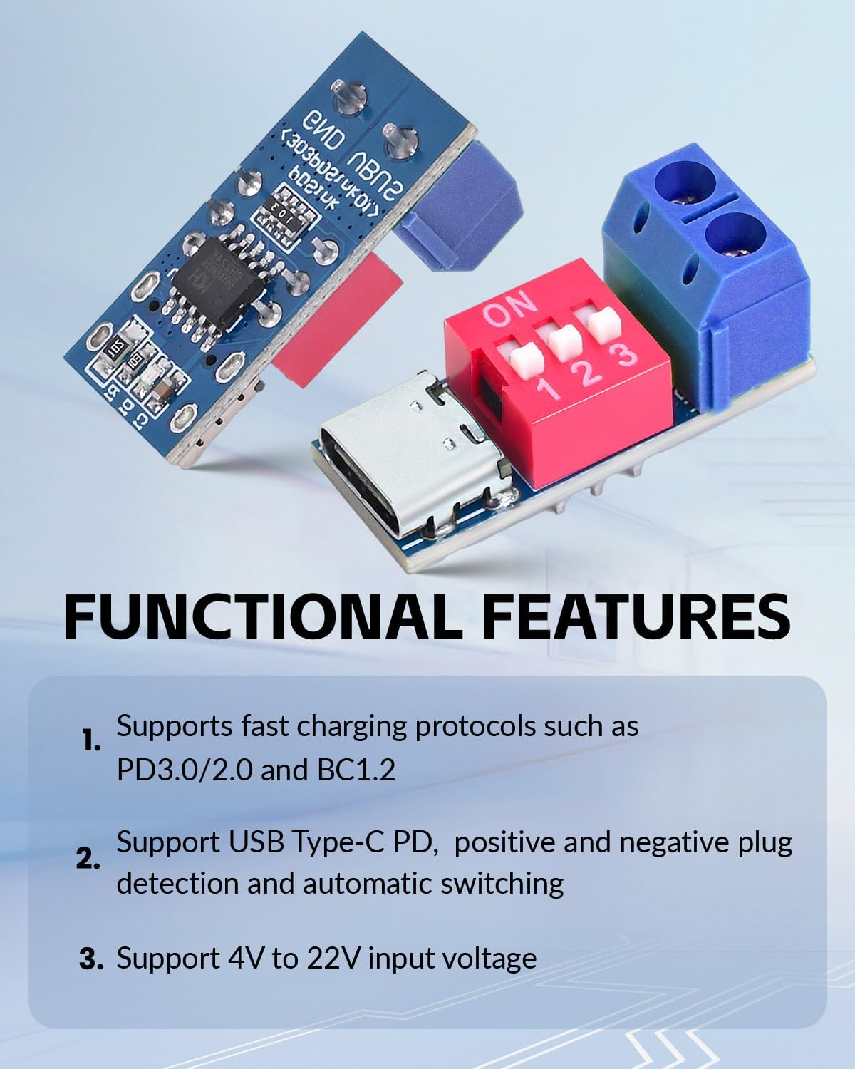 Seloky 5-20V (20PCS) USB-C PD Trigger Board Module PD/QC Decoy Board Fast Charge USB Type-C to High Speed Charger Power
