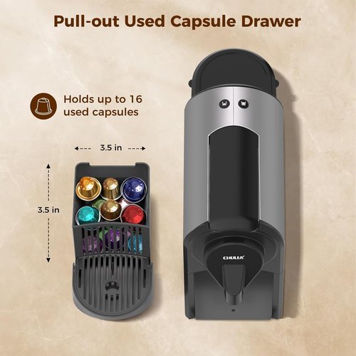 CHULUX Espresso Machine - 20 Bar Single Serve Coffee Maker with Dual Brew Sizes | Mystic Gray