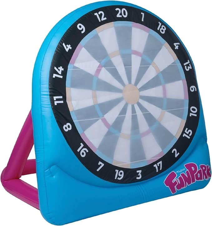 Flybar FunPark Giant Inflatable Dartboard Game for Kids – Outdoor Target Toy with Velcro Darts & Balls – Backyard Sports Set for Boys & Girls Ages 6+ – Inflatable Soccer Toss, Pump & Ground Stakes