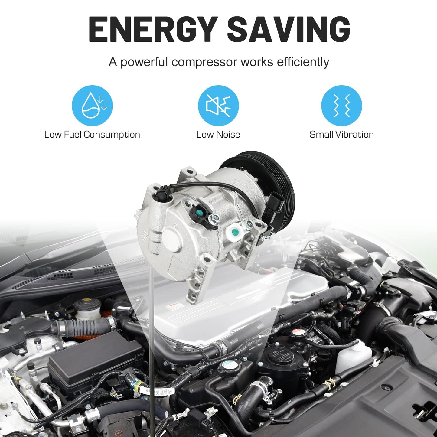 New AC Air Condition Compressor w/Clutch for Hyundai Accent 2012-2017 1.6L (ONLY Automatic Temperature Control, no Manual), for Kia Rio 2012-2017 1.6L, for CO20765C, DVE12 Style