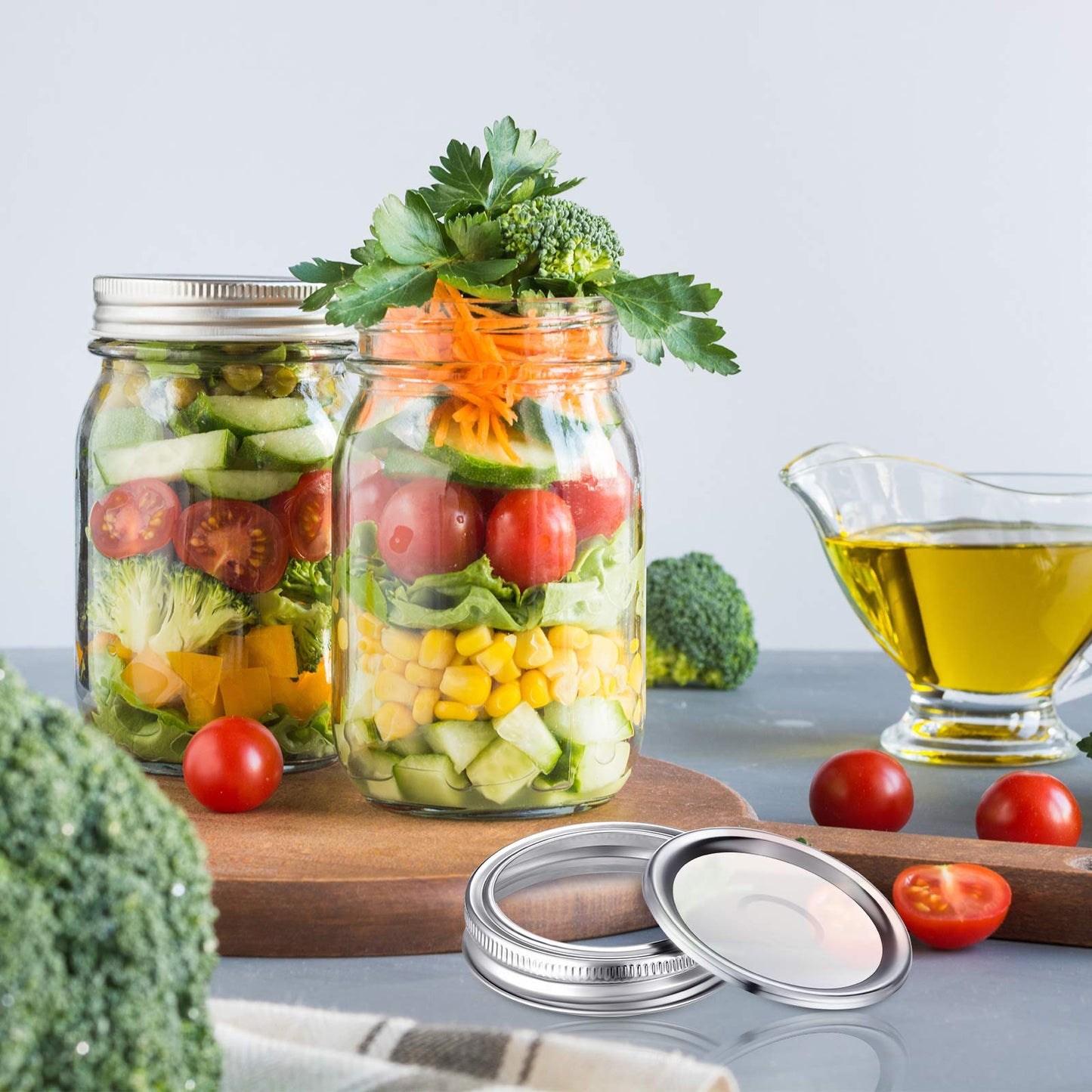 Patelai 100 Pcs Regular Mouth Canning Lids with Rings 70mm Mason Jar Lids with Bands Split Type Mason Canning Jar Rings, Food Grade Material, Leak Proof, Airtight