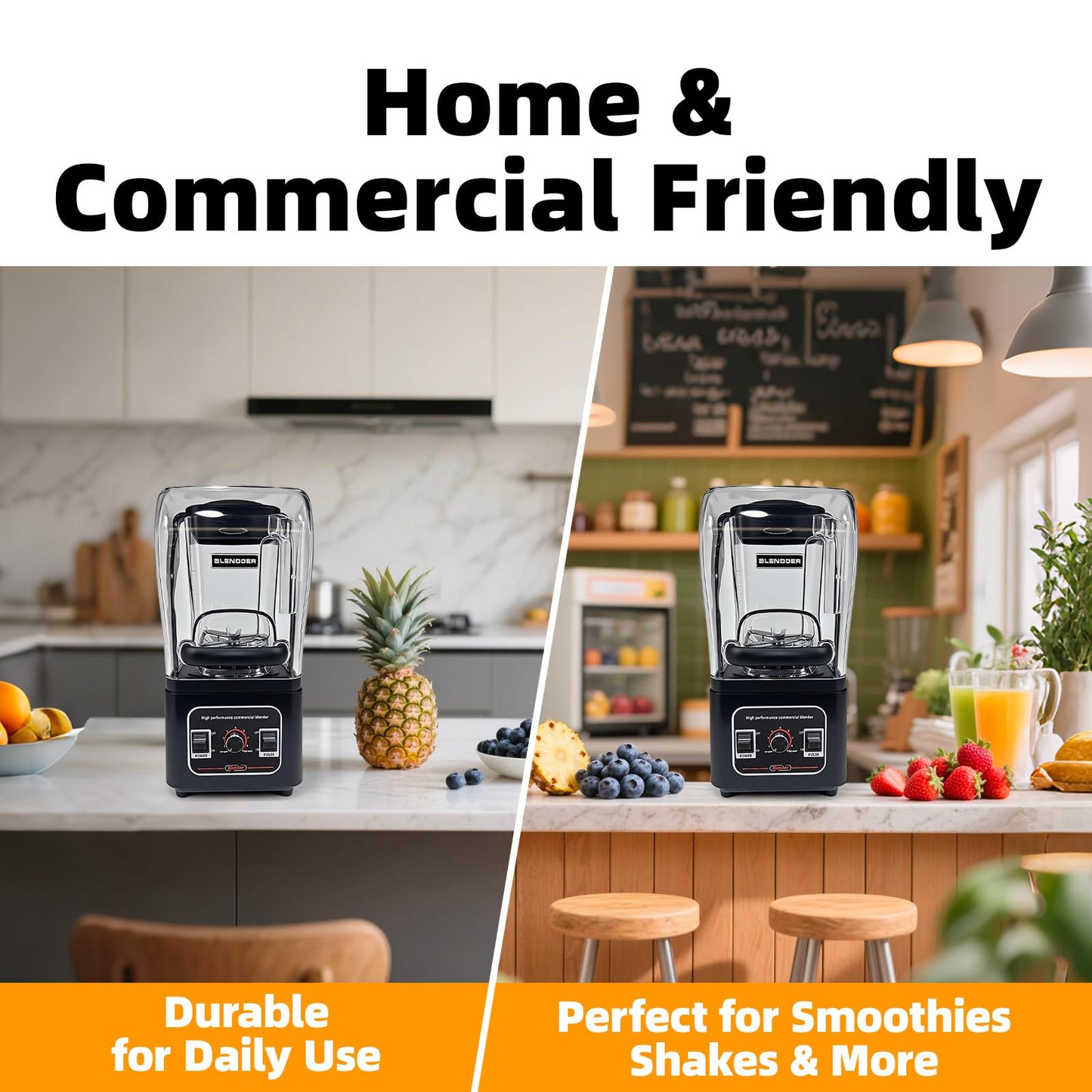 Nalison Commercial Blender Heavy Duty Restaurant, Professional Quiet Blender,1800W Commercial Mixer for Smoothies, Noise Reduction Blenders for Kitchen and Business (Model: G7)
