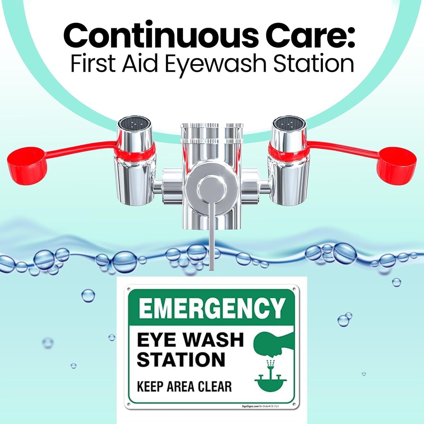TidyFriend 4 Pack Eye Wash Kit - Faucet Mounted Emergency Eye Wash Station Sink Attachment-1 Eyewash Station, 3 Common Sink Adapter, 2 Inspection Tag, 1 Emergency Eye Wash Station Sign